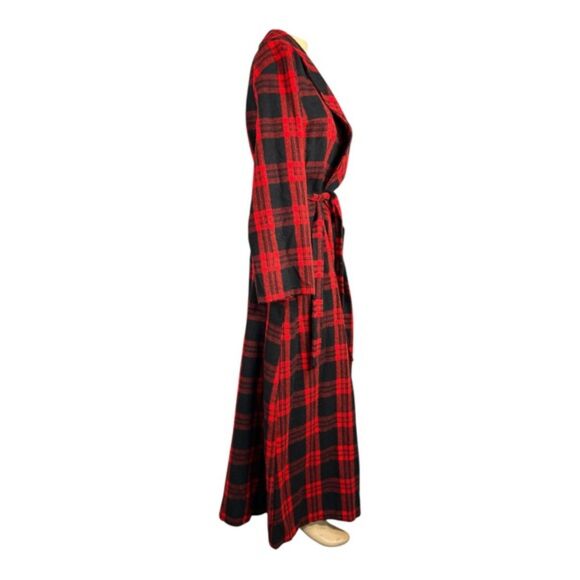 Vintage Michele of Miami Red & Black Buffalo Plaid Robe – Made in USA - Picture 6 of 7